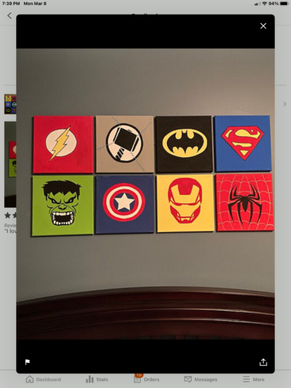 8 piece superhero canvas set