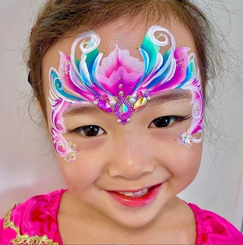 pink and blue facepaint